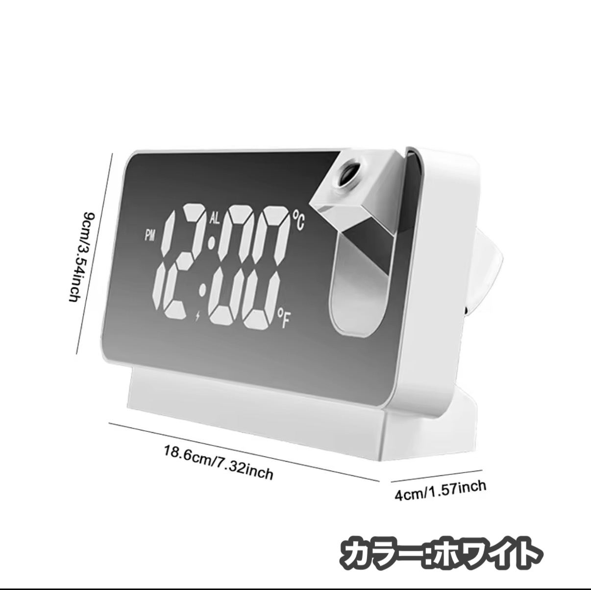 プロジェクション目覚まし時計 180度回転 LED表示 USB充電ポート付き