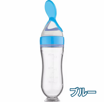 赤ちゃん用シリコン離乳食スプーン 哺乳瓶型フィーダー