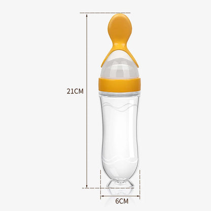 赤ちゃん用シリコン離乳食スプーン 哺乳瓶型フィーダー