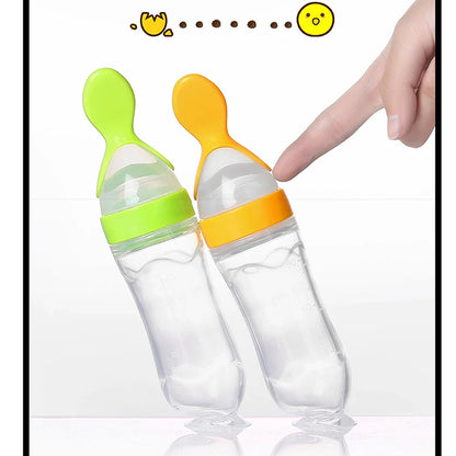 赤ちゃん用シリコン離乳食スプーン 哺乳瓶型フィーダー