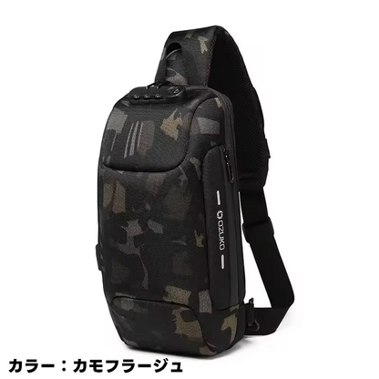 OZUKO メンズボディバッグ 防水 防犯 ショルダーバッグ ワンショルダー