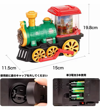 本物みたいにモクモクでるよ！光る！走る！くるくる蒸気機関車