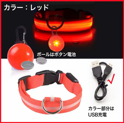 夜も安心 光って守るUSB充電式LEDペットカラー